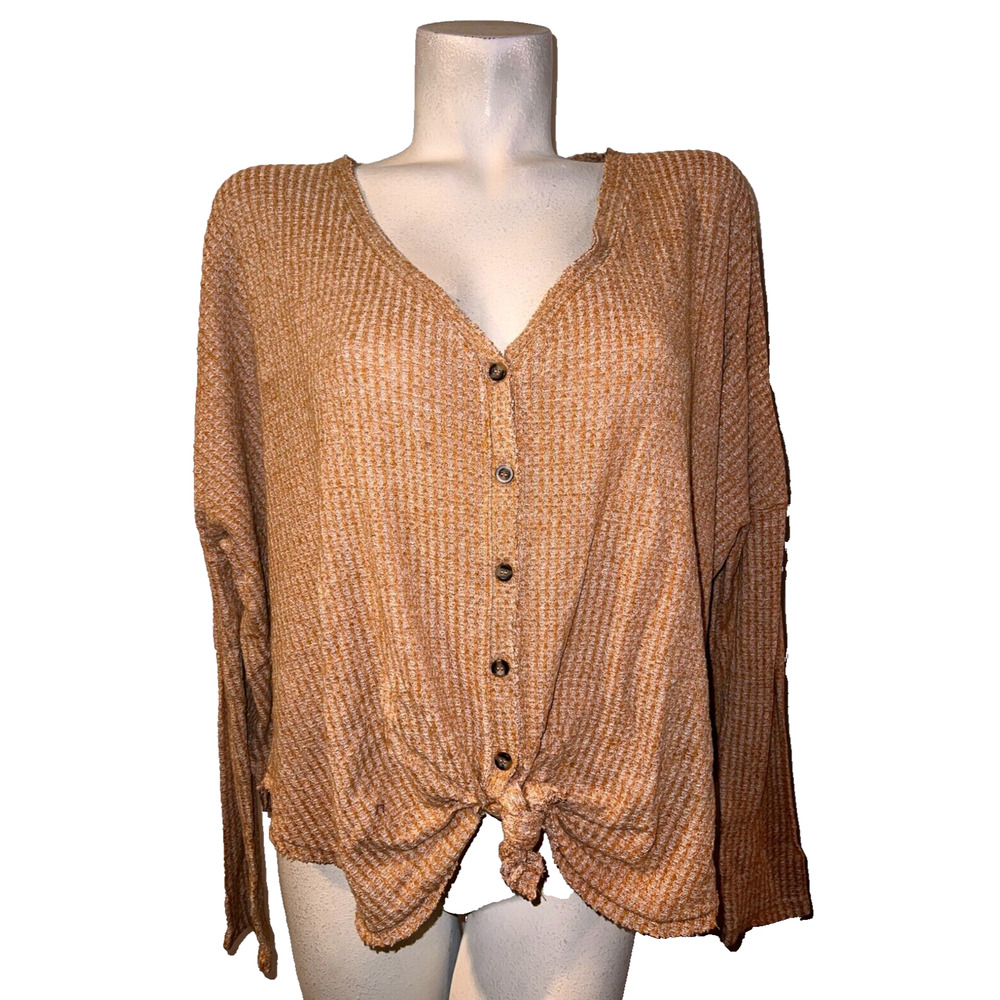 OUT FROM UNDER Urban Outfitters Top Size M Jojo Oversized Waffle Knit Thermal